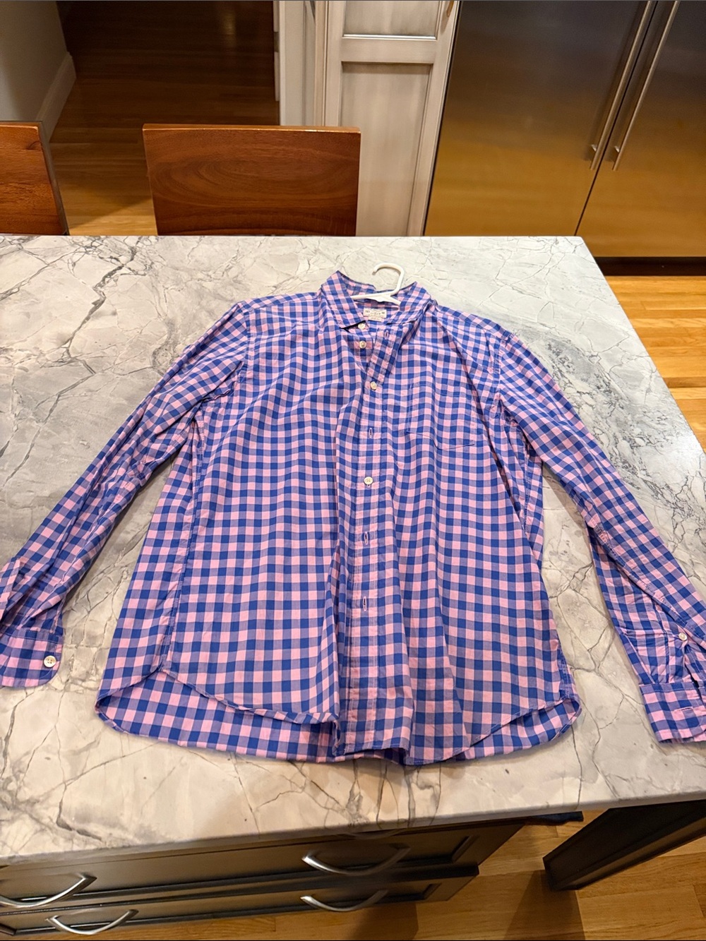 J.Crew Lightweight Tailored Gingham Shirt Blue & Pink Medium